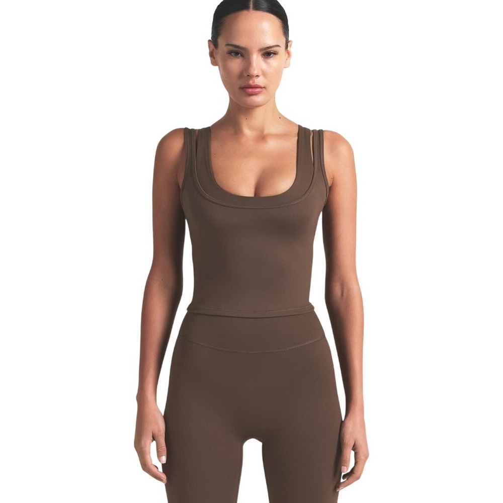 Skims Matte Double Strap Scoop Tank TP-TNK-10540W Dark Sepia Small - Picture 3 of 6